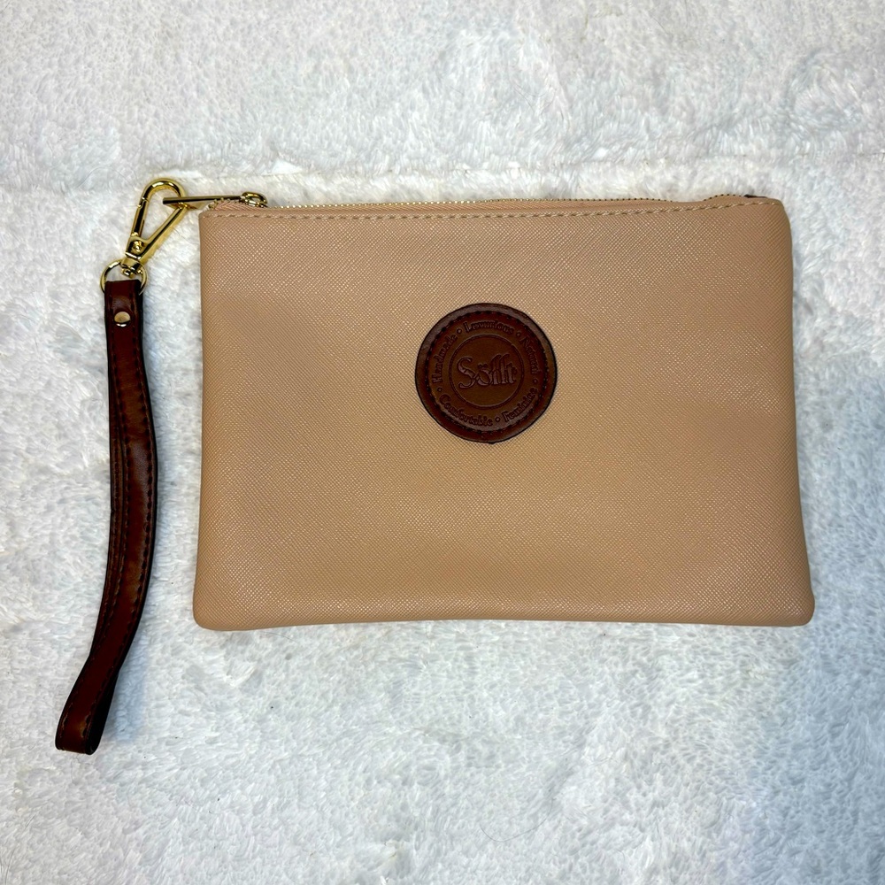 Sofft Tan Leather Makeup Bag